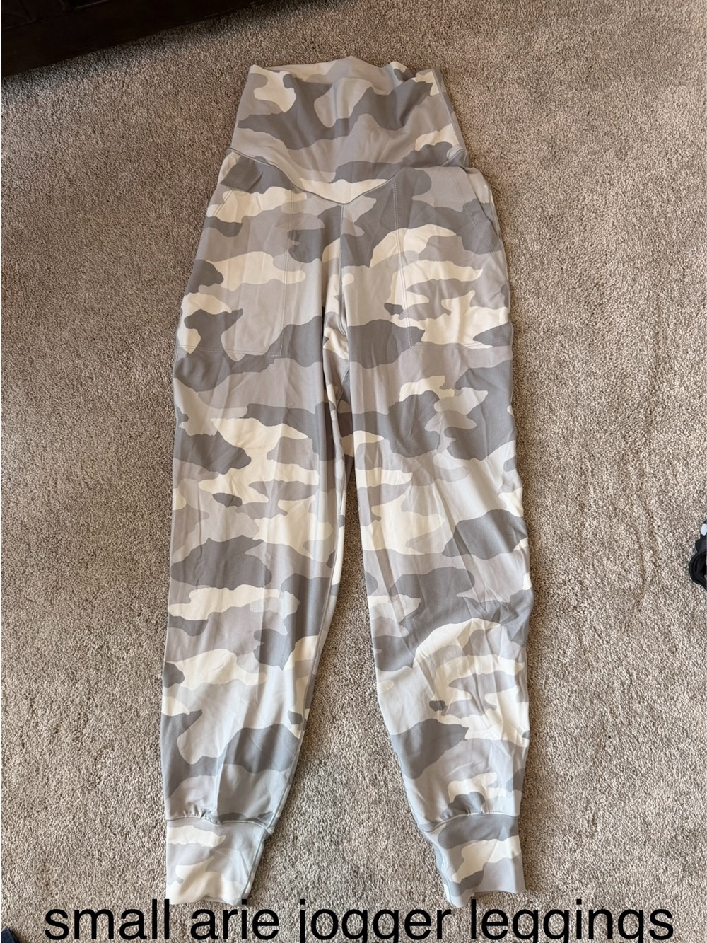 aerie High-Waist Camo Joggers in Gray and Cream